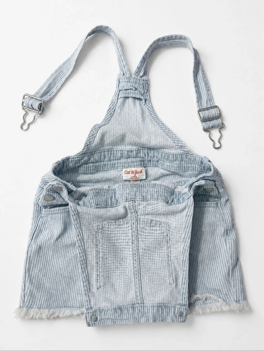 Light Wash Denim Short Overalls for Kids. Size 6/7